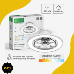 Stropni ventilator sa svjetiljkom Green Tech, 18", 40W, 3CCT, bijeli